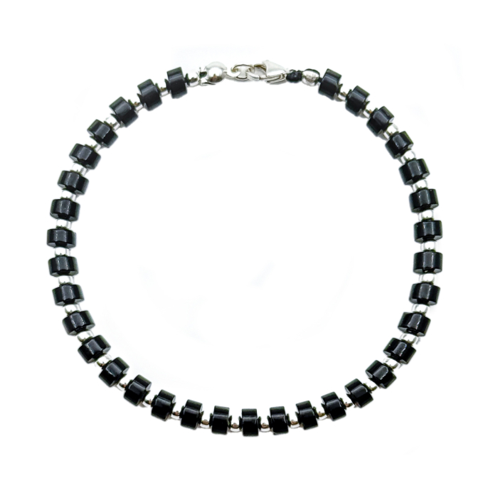 Onyx Disc and 925 Sterling Silver Beads Bracelet [2]