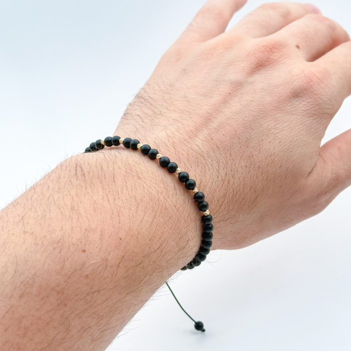 Matte Onyx and 14K Gold Beads Bracelet [2]
