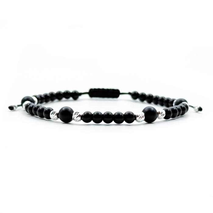 Onyx and 925 Sterling Silver Beads Bracelet [1]