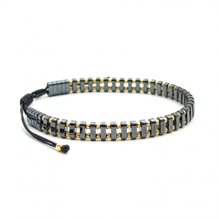Double Hematite and 14K Gold Beads Bracelet [2]