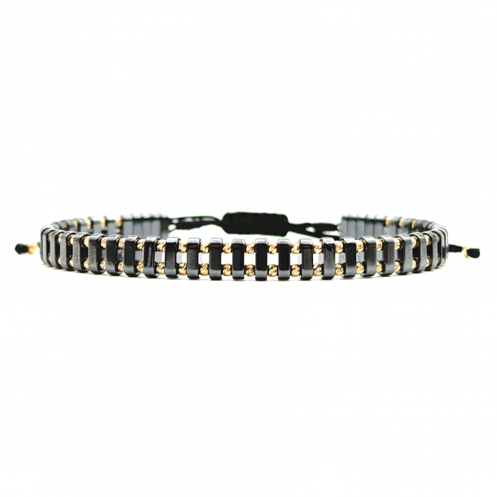 Double Hematite and 14K Gold Beads Bracelet [3]