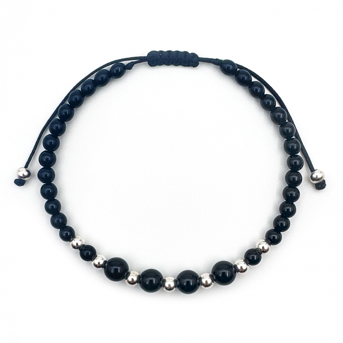 Onyx and 925 Sterling Silver Polished Beads Bracelet [2]