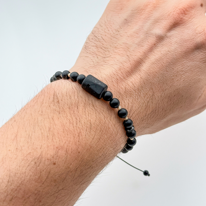 Zodiac Bracelet with Matte Onyx and 14K Gold Beads [3]