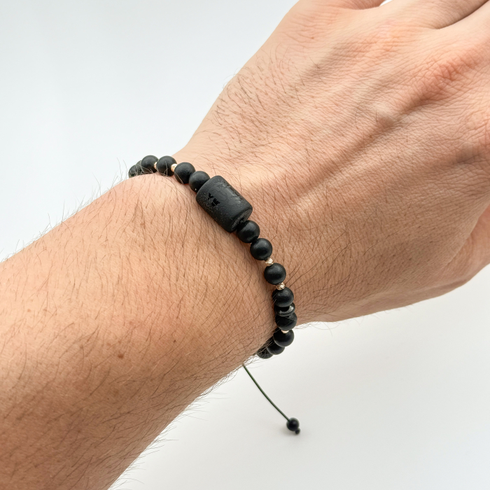 Zodiac Bracelet with Matte Onyx and 14K Gold Beads [2]