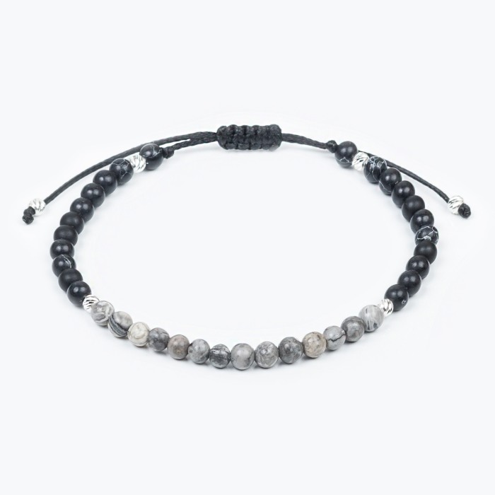 Agate and 925 Sterling Silver Beads Bracelet [2]