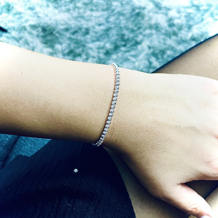 Thread with 925 Sterling Silver Slash Beads Bracelet [3]