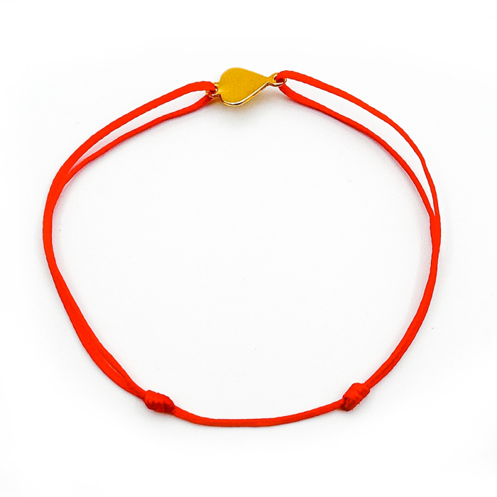 Bratara Velar cu Inimioara Aurie pe Snur Rosu [2]
