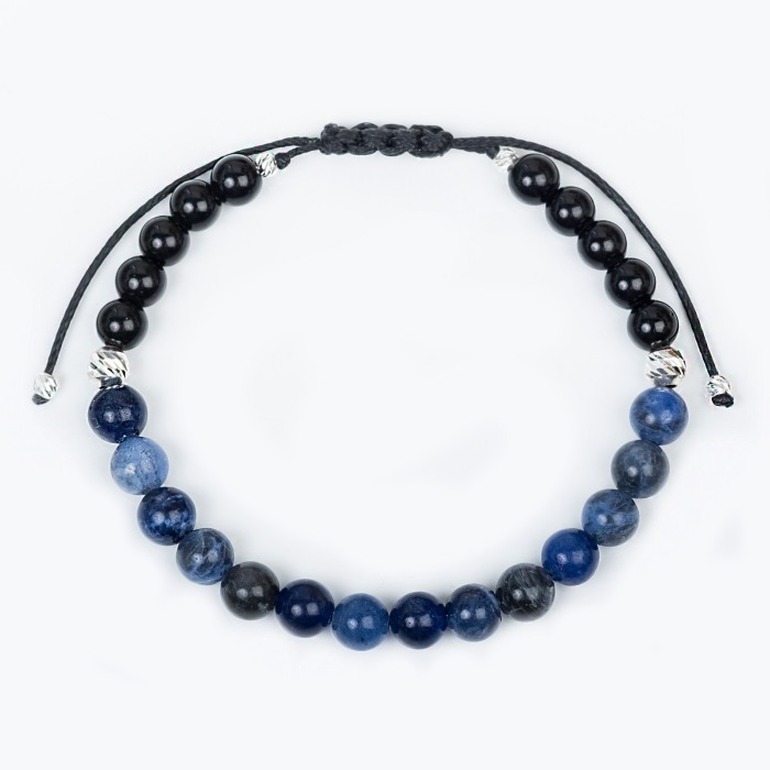 Onyx/Sodalite and 925 Sterling Silver Beads Bracelet [2]