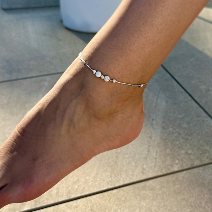 Howlite Anklet Bracelet and 925 Sterling Silver Beads [2]