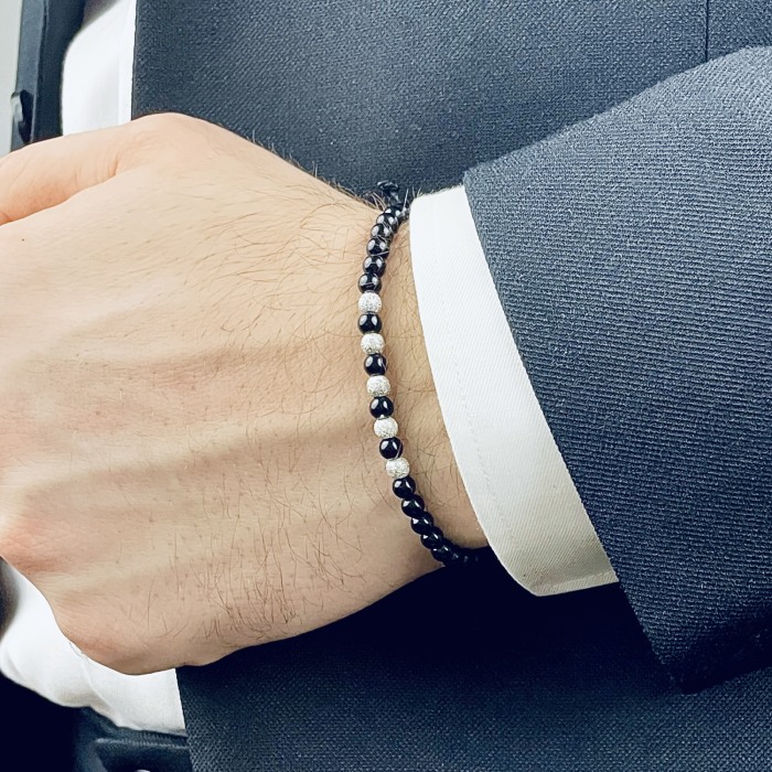 Onyx and 925 Sterling Silver Sturdust Beads Bracelet [2]
