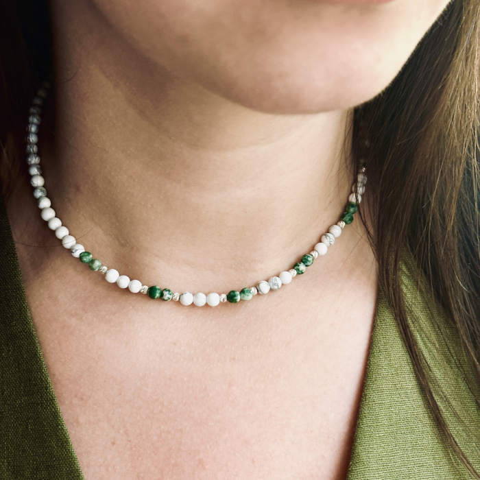 Howlite, Agates and 925 Sterling Silver Beads Choker [2]