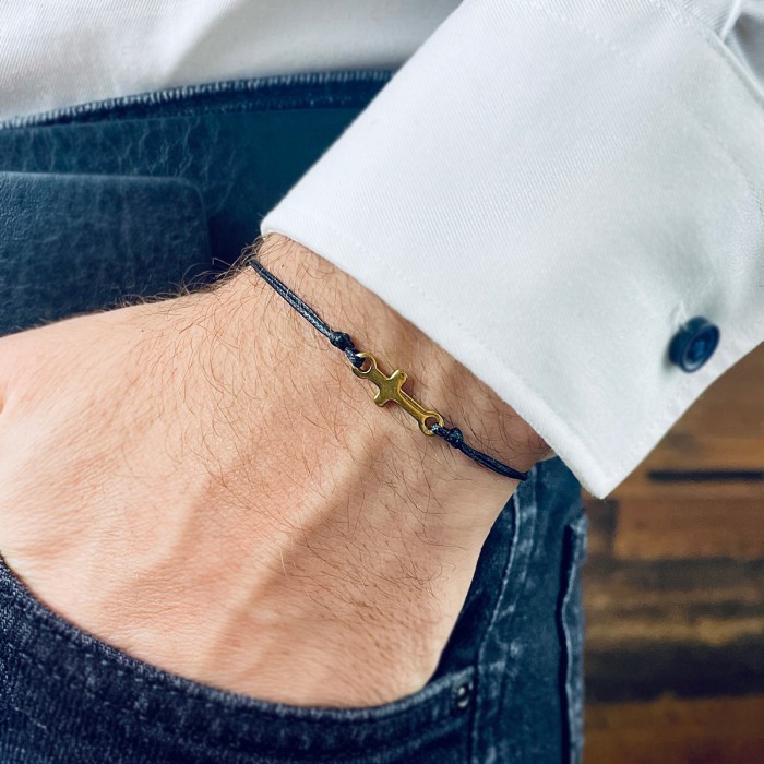 Bratara din Snur Velar Gold Cross With Black [2]