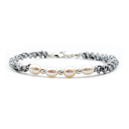 Bratari Ⓥ Argint - Bratara din Argint 925 cu Snur Impletit si Perle Freshwater