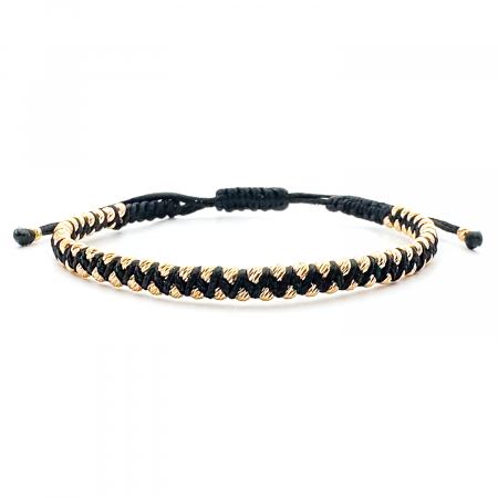 For Men - Braided Thread with 14K Gold Beads Bracelet