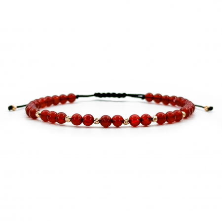 Entire Collection - Red Agates Stones with 14K Gold Beads Bracelet
