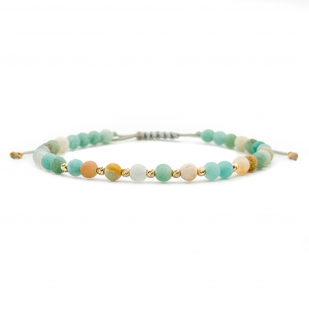 Entire Collection - Matte Amazonite Stones with 14K Gold Beads Bracelet