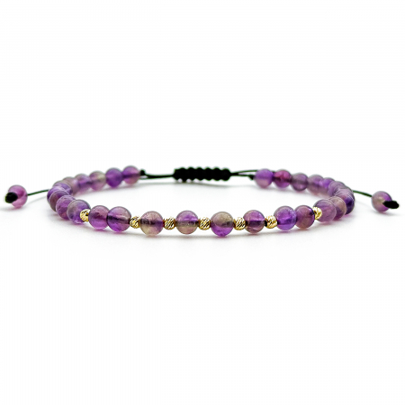 Entire Collection - Amethyst Stones with 14K Gold Beads Bracelet