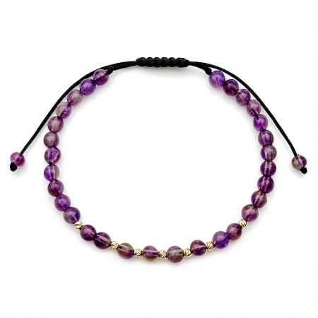 Amethyst Stones with 14K Gold Beads Bracelet [1]