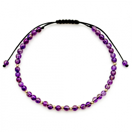 Amethyst Stones with 14K Gold Beads Bracelet [1]