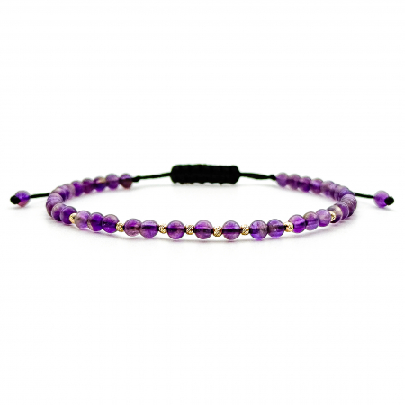 Entire Collection - Amethyst Stones with 14K Gold Beads Bracelet