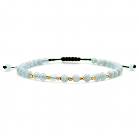 Entire Collection - Aquamarine Stones with 14K Gold Beads Bracelet