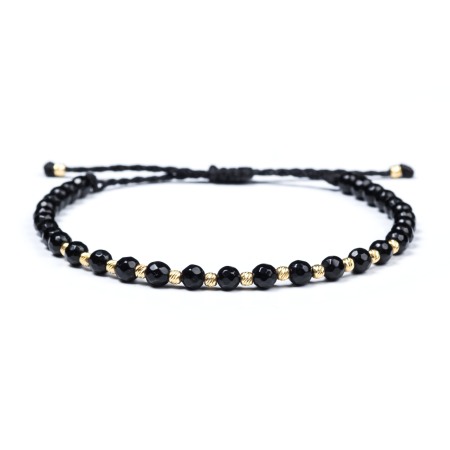 Entire Collection - Faceted Onyx and 14K Gold Beads Bracelet