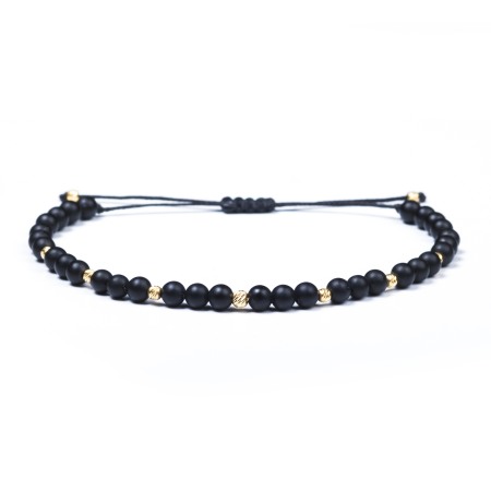 Gold 14K Bracelets - Matte Onyx and 14K Gold Beads Bracelet