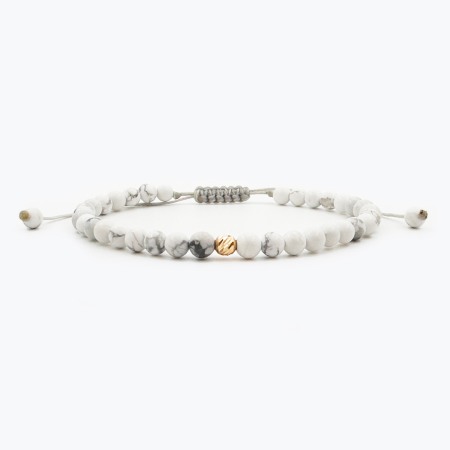 Barbati - Bratara din Snur Velar cu Bile Howlite si Aur 14K