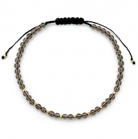 Smoky Quartz Stones with 14K Gold Beads Bracelet [1]