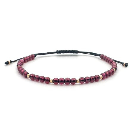 For Men - Garnet and 14K Gold Beads Bracelet