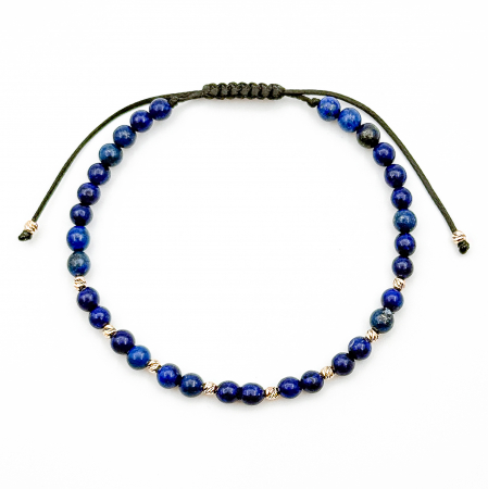 Bratara din Snur Velar cu Lapis Lazuli si Bile din Aur 14K [1]