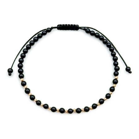 Bratara din Snur Velar cu Onix 3mm si Bile din Aur 14K [1]