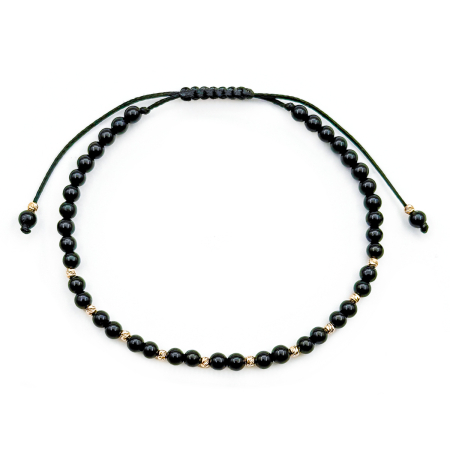 Bratara din Snur Velar cu Onix 3mm si Bile din Aur 14K [1]