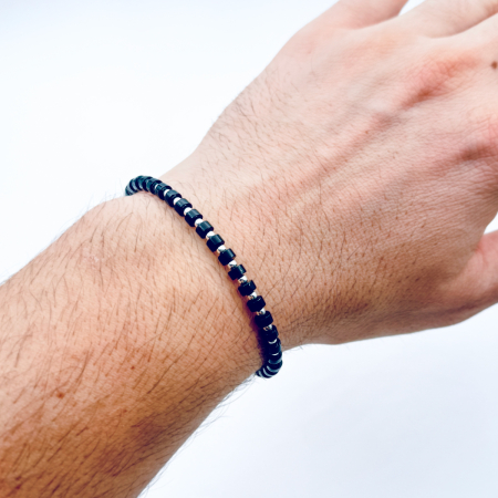 Onyx Disc and 925 Sterling Silver Beads Bracelet [2]