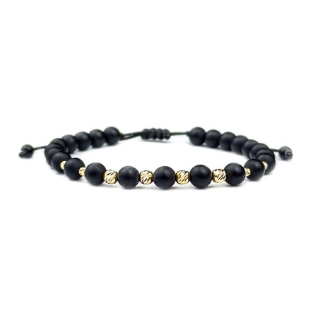 Entire Collection - Matte Onyx and 14K Gold Beads Bracelet