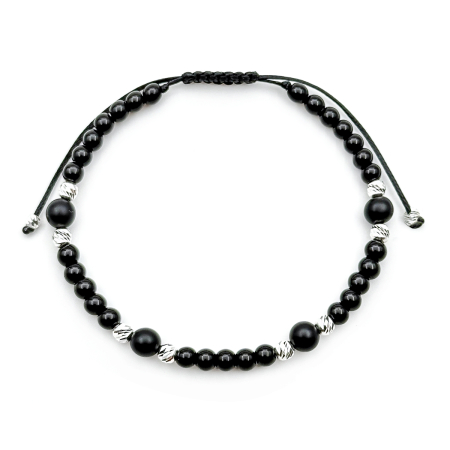 Onyx and 925 Sterling Silver Beads Bracelet [1]