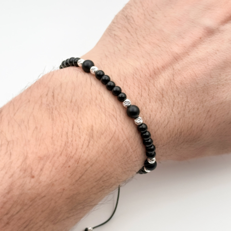 Onyx and 925 Sterling Silver Beads Bracelet [2]