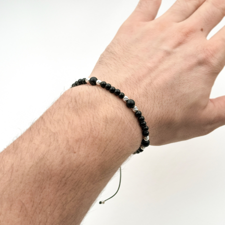 Onyx and 925 Sterling Silver Beads Bracelet [3]
