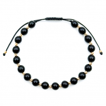 Onyx with 14K Gold Beads Bracelet [1]