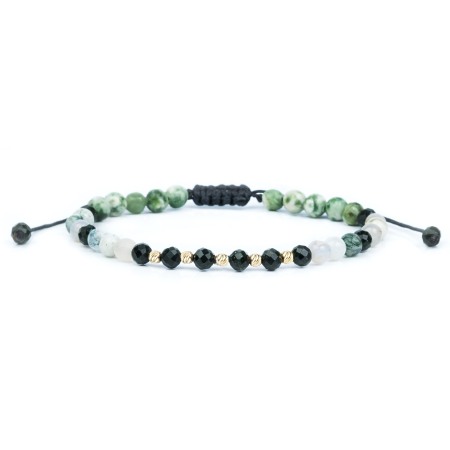 Barbati - Bratara din Snur cu Bile Aur 14K si Pietre semipretioase, Jad, Agate, Green Sand