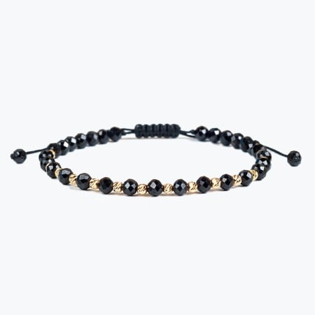 Entire Collection - Faceted Black Spinel and 14K Gold Beads Bracelet