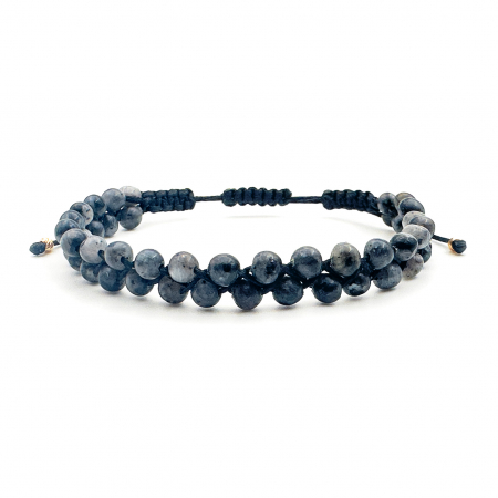 For Men - Braided with Agate and 14K Gold Beads Bracelet