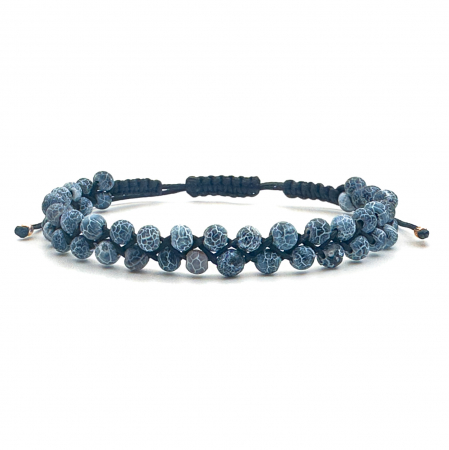 For Men - Braided with Agate and 14K Gold Beads Bracelet