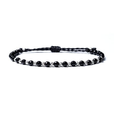 Entire Collection - Faceted Onyx and 925 Sterling Silver Beads Bracelet