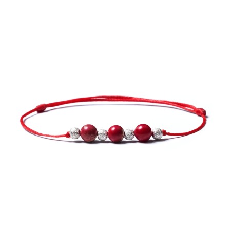Entire Collection - Red Coral and 925 Sterling Silver Beads Bracelet