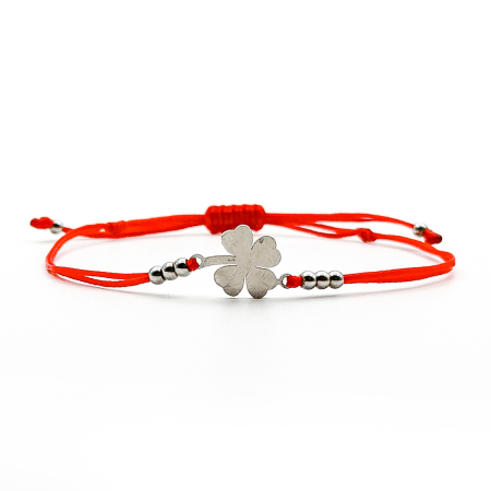 Colectia de Bratari Velar - Bratara Velar cu Trifoi pe Snur Rosu