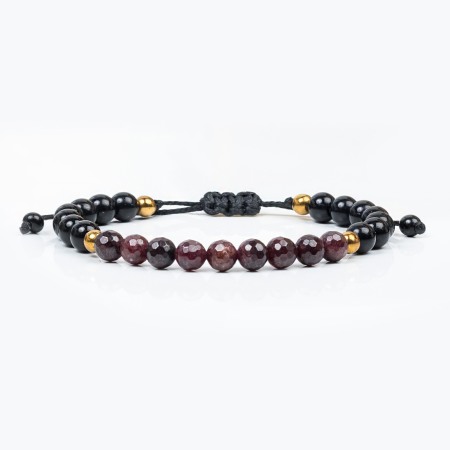 Entire Collection - Bratara din Snur Velar cu Granat, Onix si Hematit