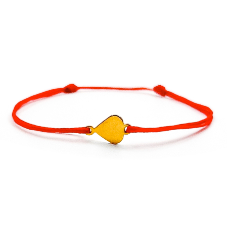 Colectia de Bratari Velar - Bratara Velar cu Inimioara Aurie pe Snur Rosu