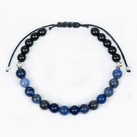 Onyx/Sodalite and 925 Sterling Silver Beads Bracelet [1]