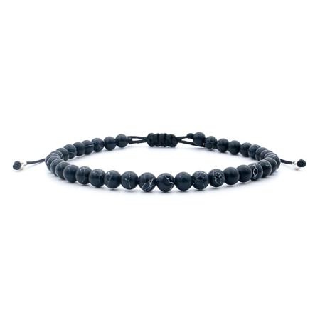 Barbati - Bratara Velar cu Onix Striate si Bile din Argint 925